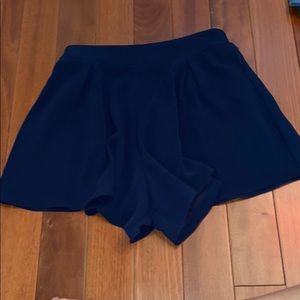 Blush Navy Blue Flowy Polyester Shorts; Size S